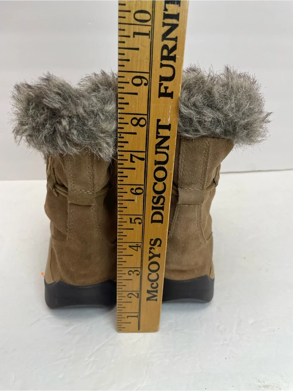 Lands End 7.5B Suede Faux Fur Lined Snow Boots